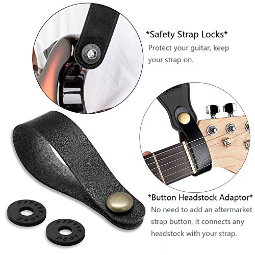 BestSounds Guitar Strap 100% Soft Cotton Genuine Leather Ends Strap for Acoustic Guitar, Electric Guitar, Bass & Mandolins (Coffee) - Image 4