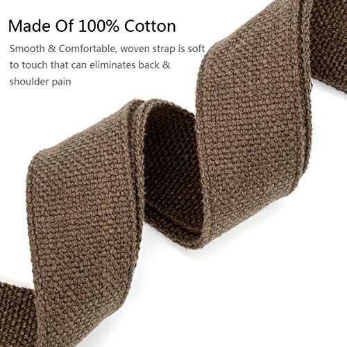 BestSounds Guitar Strap 100% Soft Cotton Genuine Leather Ends Strap for Acoustic Guitar, Electric Guitar, Bass & Mandolins (Coffee) - Image 2