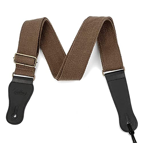 BestSounds Guitar Strap 100% Soft Cotton Genuine Leather Ends Strap for Acoustic Guitar, Electric Guitar, Bass & Mandolins (Coffee) - Image 5