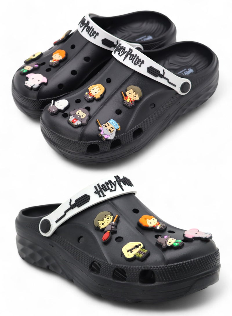 SVAAR x Harry Potter Men's Magical Clogs with 10 Authentic Harry Potter Charms Included and Adjustable Back Strap Black - Image 1
