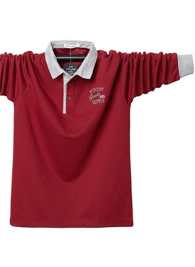Fashion Autumn Men's Business Casual Cotton Polo Shirt Solid Long Sleeve Men's Polo Shirt - Image 1