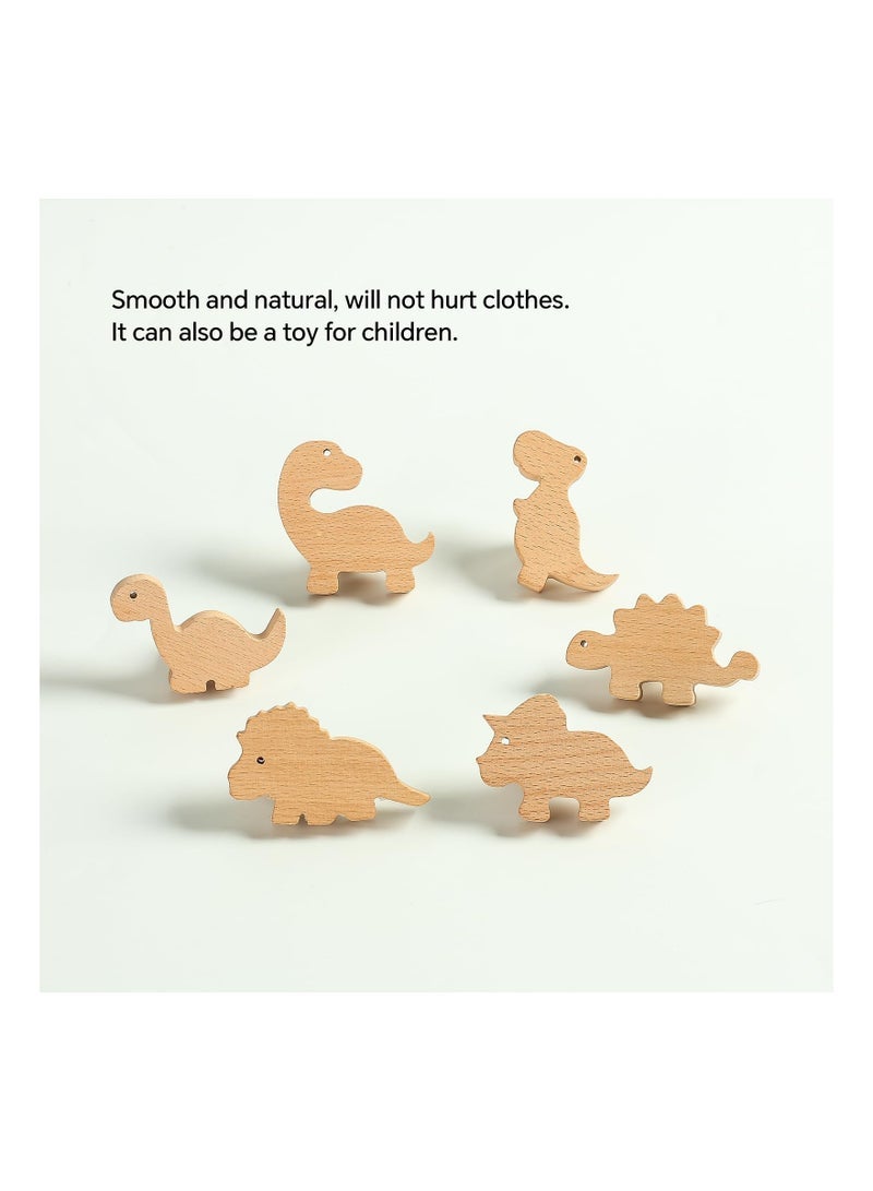 Wooden Wall Hook, ecorative Wall Hooks Nursery Wall Hooks Dinosaur Coat Hooks Natural Wood Hooks Kids Room Hooks Creative Wall Hooks for Nursery Classroom Bedroom Playroom Living Room Decorations - Image 3