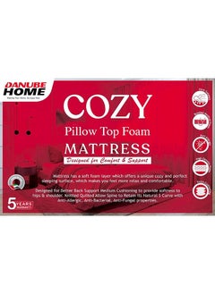 DANUBE HOME Cozy Pillow Top Foam King Mattress Firm Feel Ortho Medical White/Red 200x180x23cm  - Image 3