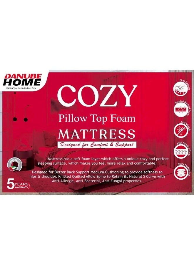 DANUBE HOME Cozy Pillow Top Foam King Mattress Firm Feel Ortho Medical White/Red 200x180x23cm - Image 2