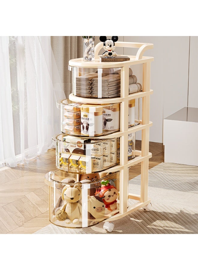 Noon East 4-Tier Shelf with Visible Drawer and Wheels, Multifunctional Storage Organizer Cart for Kitchen Bedroom Living room & Bathroom, 24.2 x 36 x 80 cm, Cream - Image 3