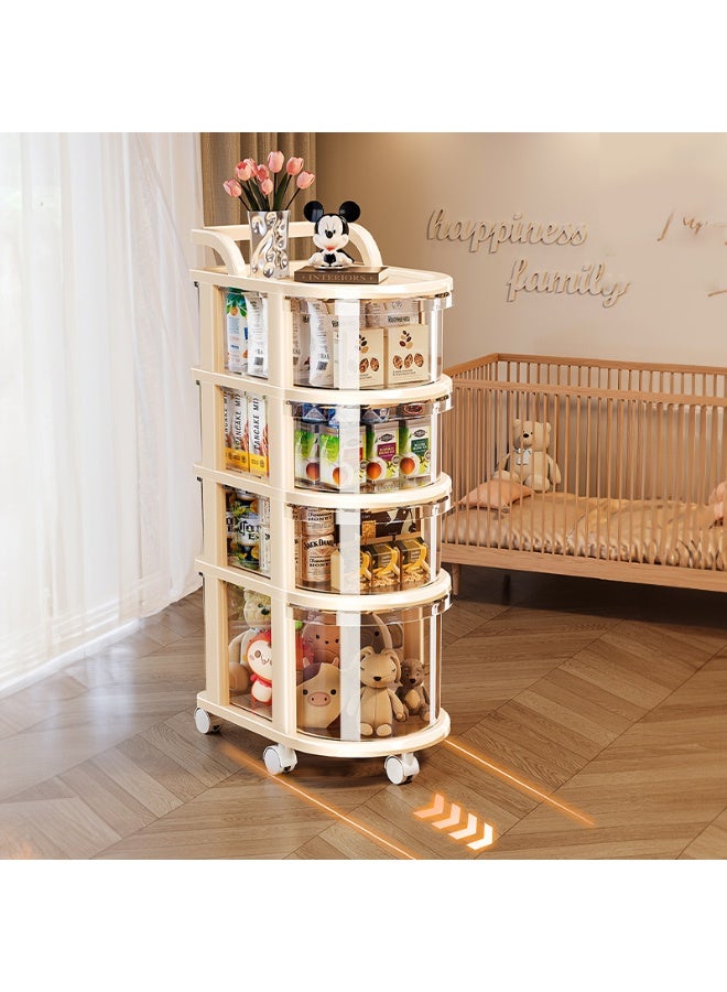 Noon East 4-Tier Shelf with Visible Drawer and Wheels, Multifunctional Storage Organizer Cart for Kitchen Bedroom Living room & Bathroom, 24.2 x 36 x 80 cm, Cream - Image 5
