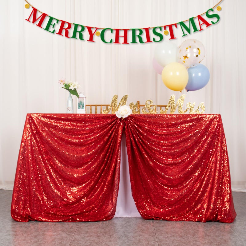ShiDianYi Sequin Tablecloth Rectangle 50x72Inch Red Table Cloths for Parties Rectangular Tablecloth Overlay Glitter Red Sequin Fabric Table Linens BirthdayBaby Shower