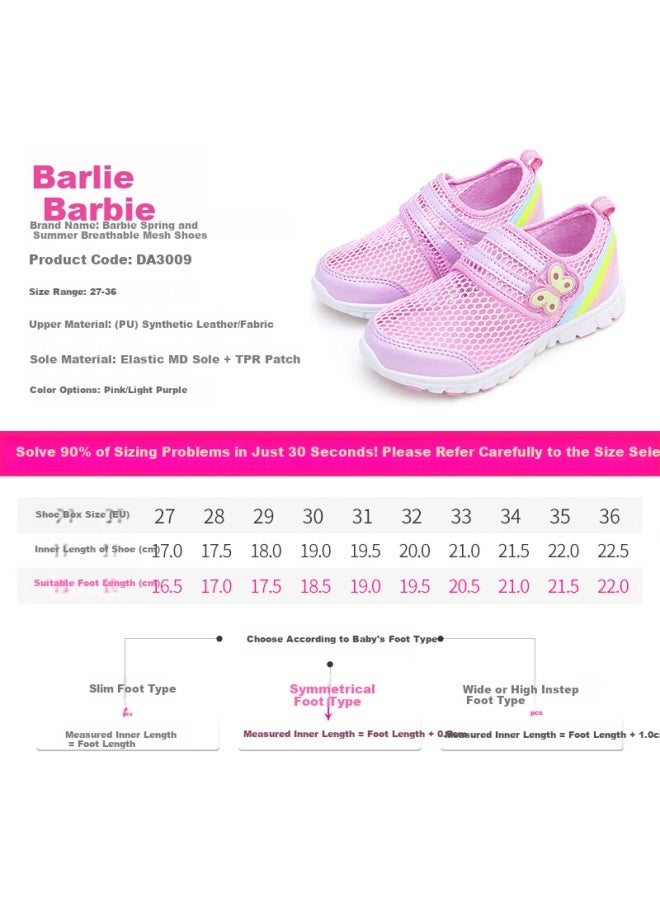 Barbie Kids Summer Breathable Mesh Sneakers Girls Casual Sports Shoes D06 Pink 34 - Image 3