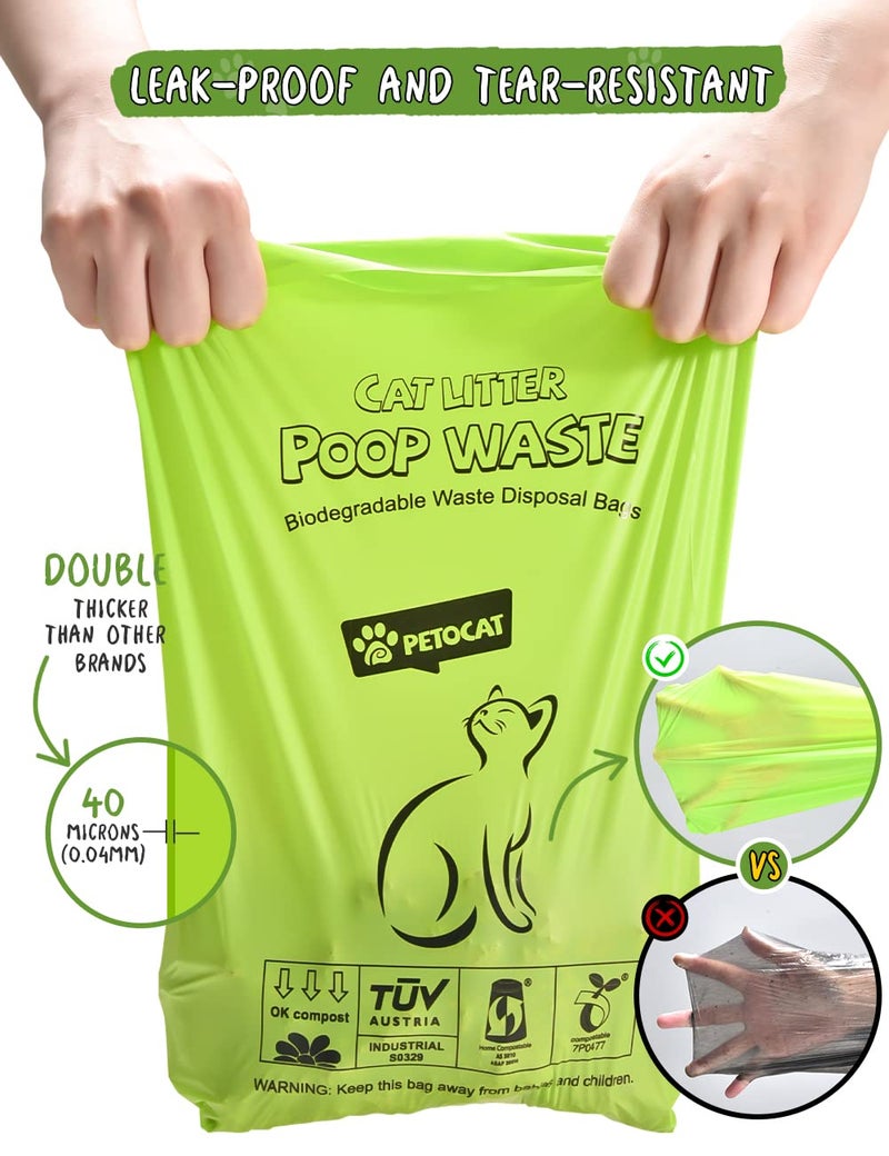 PETOCAT Cat Litter Bags for Poop Biodegradable Cat Waste Disposal Bag Leakproof Durable and Unscented Large to Fit Any Scoop Strengthen Dog Poop Bag- 100 Count - Image 5