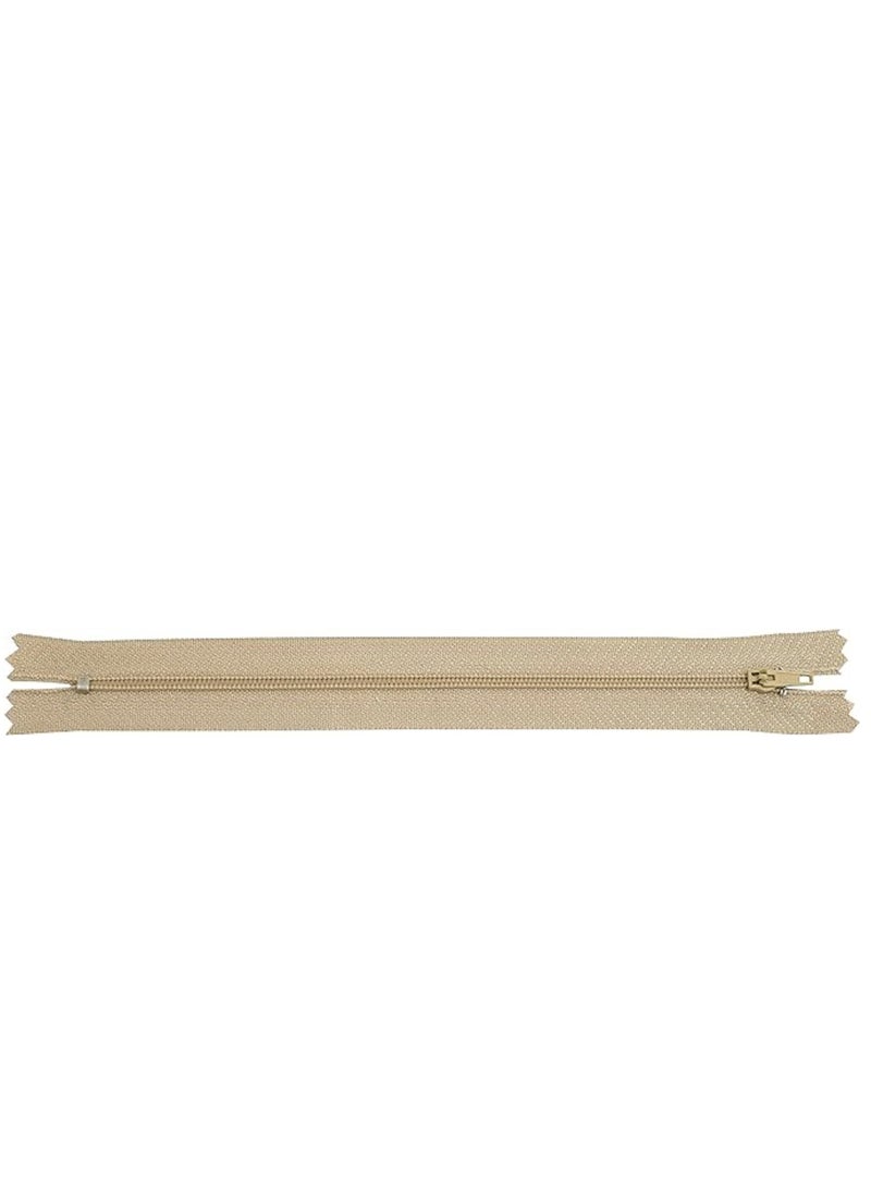 Set of 10 spiral zippers N°3 non-separable 18 cm nylon self locking metal slider dark beige colour sewing clothing haberdashery pants  - Image 3