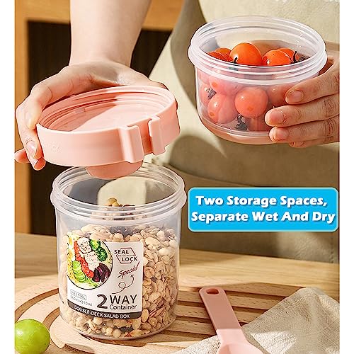 Daasigwaa Breakfast On The Go Cups, Salad Cup To Go, Take And Go Yogurt Cereal Overnight Oats Snack Parfait Containers & Salad Dressing Holder With Fork For Lunch, Fruit & Vegetable Jar(White,29.5oz) - Image 2