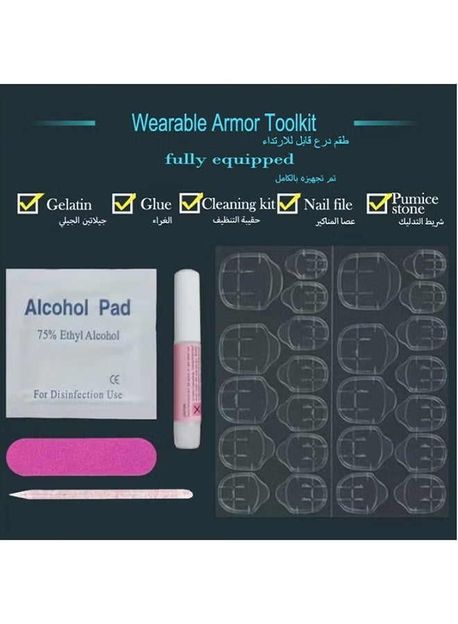 Jamal Stylish New Almond-shaped Nail Simple Design, Pink and White Gradient Colors,Fake Acrylic Nails With Glue Kit. - Image 3