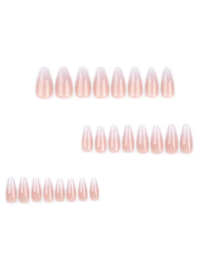 Jamal Stylish New Almond-shaped Nail Simple Design, Pink and White Gradient Colors,Fake Acrylic Nails With Glue Kit. - Image 5