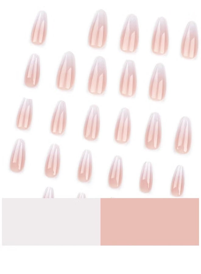 Jamal Stylish New Almond-shaped Nail Simple Design, Pink and White Gradient Colors,Fake Acrylic Nails With Glue Kit. - Image 2