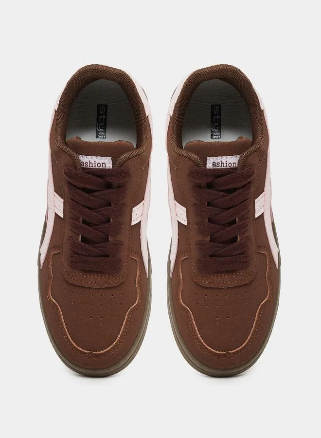 Styli Styli Contrasted Side Line Lace Up Sneakers