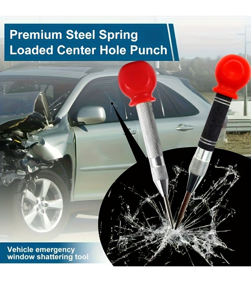Large Handle Spring Loaded Automatic Center Punch 1pc Silvery Red Plus 3 Thimbles - Image 3