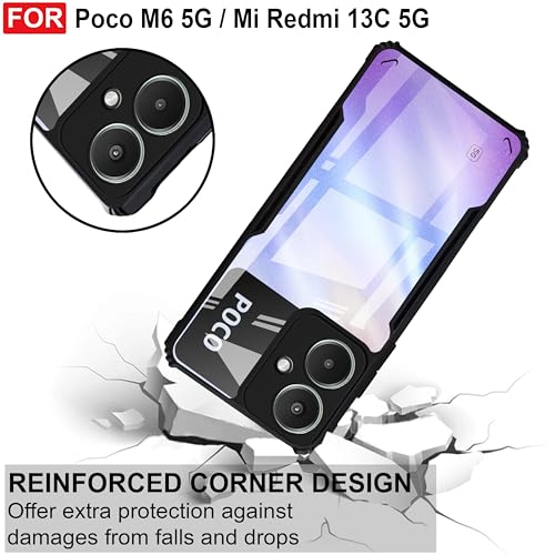 Zapcase Back Case Cover for Poco M6 5G | Compatible for Poco M6 5G Back Cover | Clear Case with Camera Protection | (TPU + PC | Matte Black) - Image 4