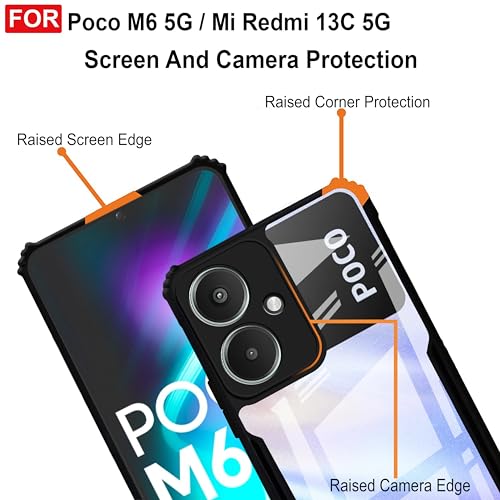 Zapcase Back Case Cover for Poco M6 5G | Compatible for Poco M6 5G Back Cover | Clear Case with Camera Protection | (TPU + PC | Matte Black) - Image 5