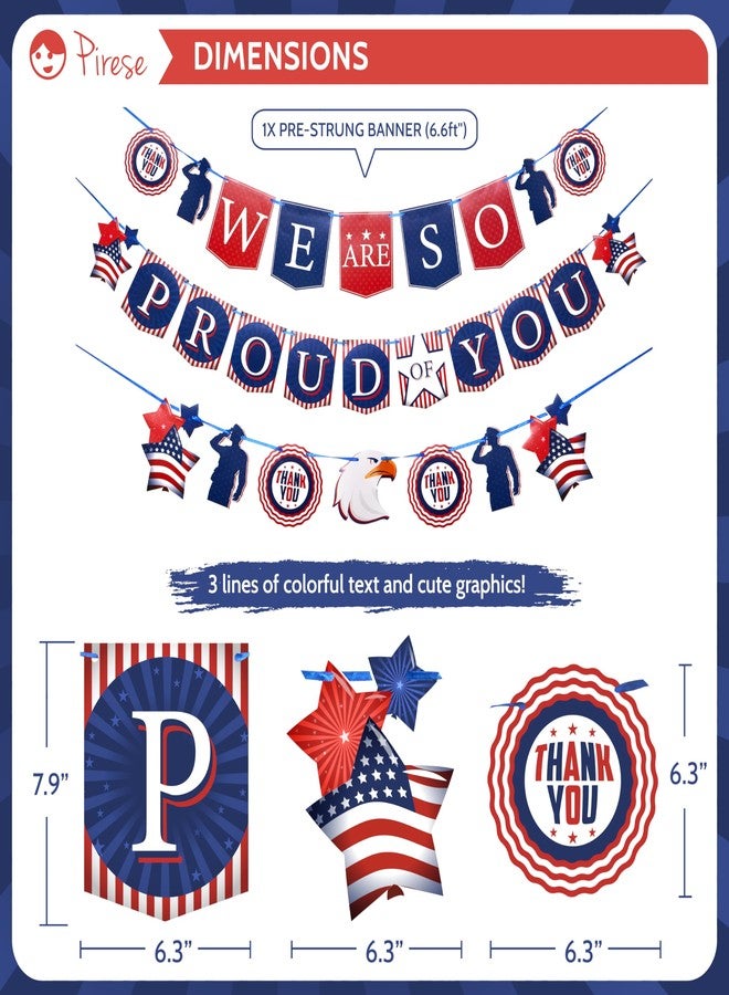 Pirese We Are So Proud of You Banner, Army Party Decorations, Police Party Decorations, Air Force Party Decorations, US Navy Party Decorations, Welcome Home Banner Military Birthday Party Decorations - Image 3