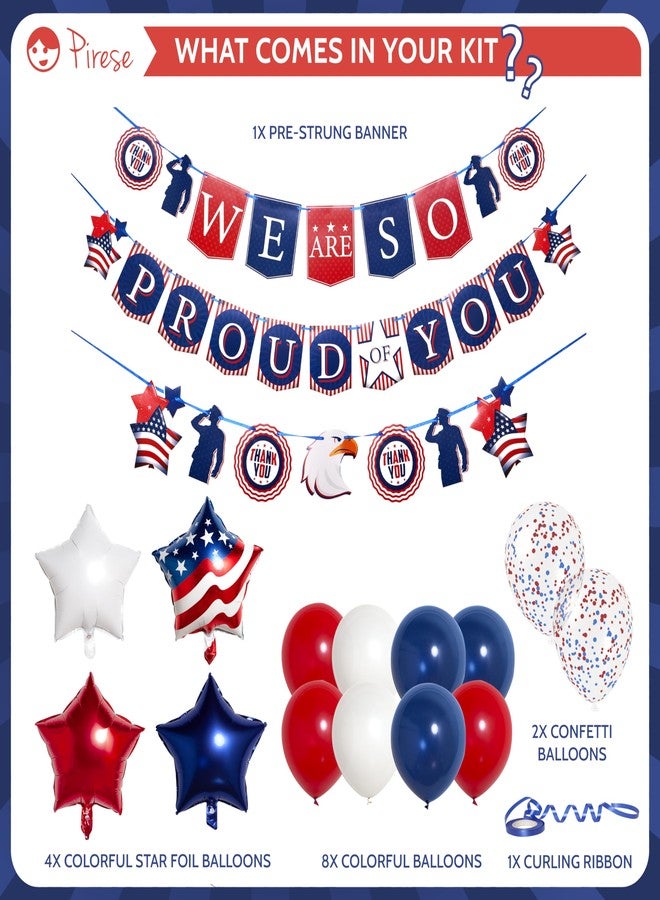 Pirese We Are So Proud of You Banner, Army Party Decorations, Police Party Decorations, Air Force Party Decorations, US Navy Party Decorations, Welcome Home Banner Military Birthday Party Decorations - Image 2