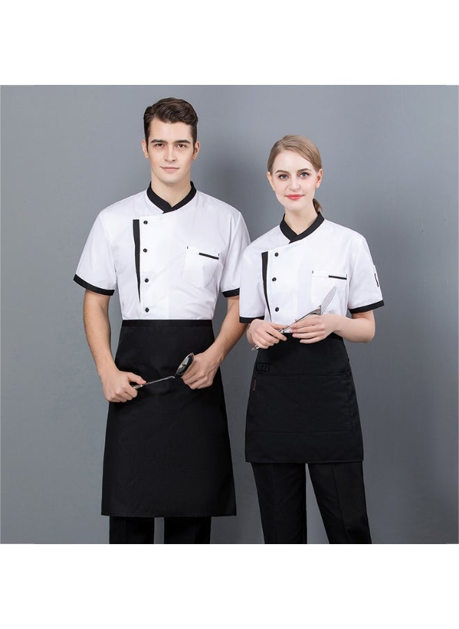 NIBEMINENT Chef Overalls Short Sleeve Men's Summer Hotel Restaurant Chef Uniform Short Sleeve Breathable Thin Black Chef Work Wear  - Image 1