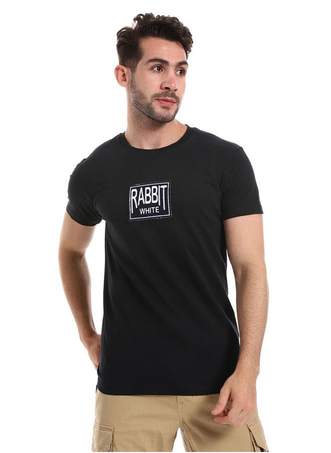 Round Neck Slip On Tee With Stitched Patch - Black - pzsku/Z8BA0AC49635E07A70DA3Z/45/_/1694347605/c4c73d1f-a8d4-442b-8980-5c9d94c2adaa