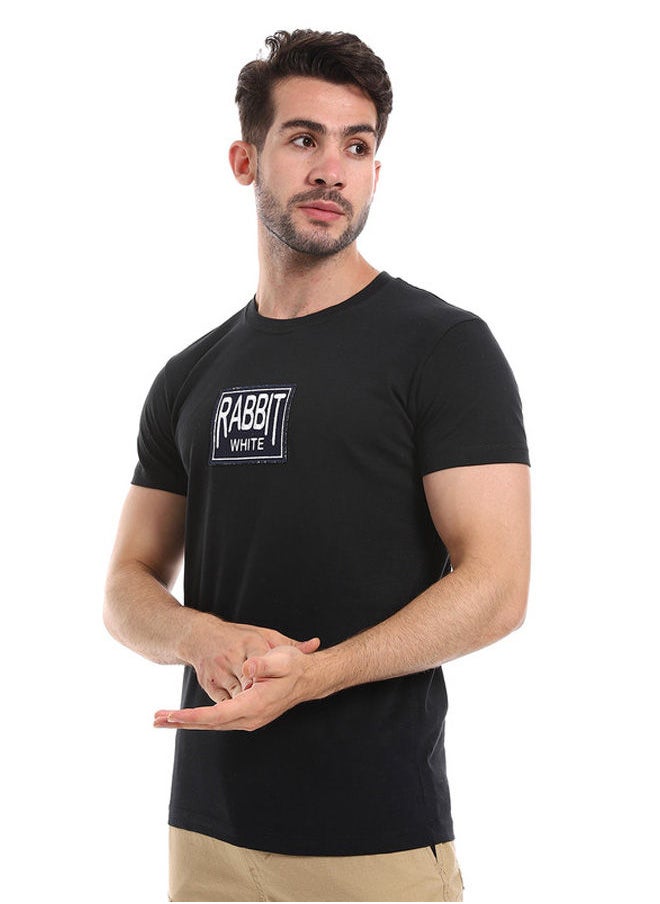 Round Neck Slip On Tee With Stitched Patch - Black - pzsku/Z8BA0AC49635E07A70DA3Z/45/_/1694347606/9025729e-116d-4744-bc37-aae90c31e375