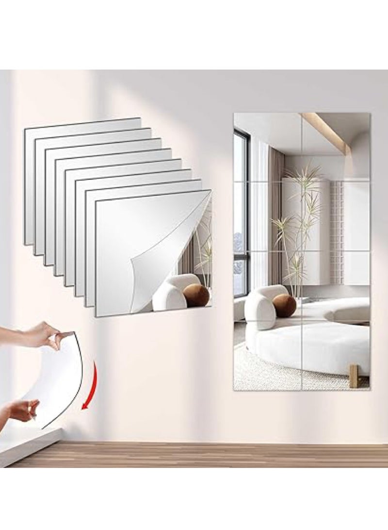 Full Length Mirror Wall Mounted Mirror Full Body Mirror for Bedroom, Self-Adhesive High-Definition Mirrors Dressing Mirror Makeup Mirror for Living Room Bedroom Dormitory（8PCS 22*22CM） - Image 1