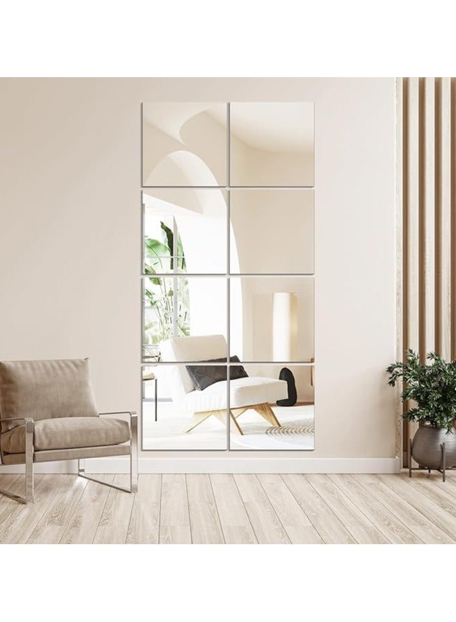 Full Length Mirror Wall Mounted Mirror Full Body Mirror for Bedroom, Self-Adhesive High-Definition Mirrors Dressing Mirror Makeup Mirror for Living Room Bedroom Dormitory（8PCS 22*22CM） - Image 4