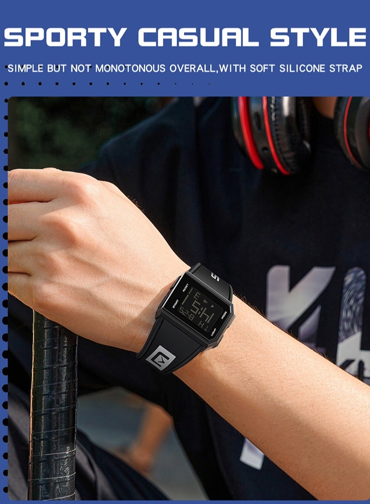 Sanda Men Digital Watch, Multi Functional Square Sports Watch, Comfortable Waterproof Glow Wristwatch, Shock Resistant Military LED Casual Watch For Daily Wear, Events And Festivals, (1pc, White) - Image 4