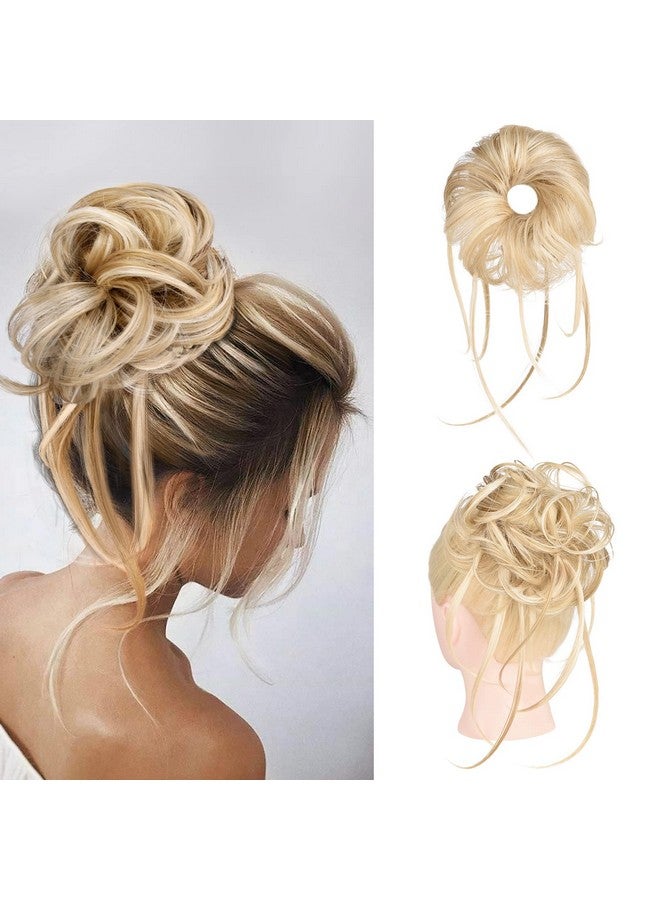 HOOJIH Messy Bun Hair Piece Super Long Tousled Updo Hair Bun Extensions Wavy Hair Wrap Ponytail Hairpieces Hair Scrunchies With Elastic Hair Band For Women Hb007 Grace Blonde Mixed - Image 1