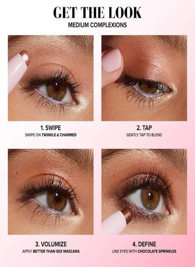 Too FacedCosmetics Too Faced Quickie Queen Eyeshadow Stick - Twinkle - White With Champagne and Silver Sparkle 0.05 oz / 1.5 g | Long-Wear Creamy Eyeshadow Stick - Image 4