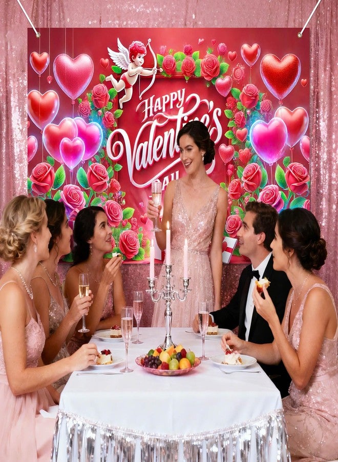 Blissyard Happy Valentines Day Banner 71 * 43 inchs Shoot Backdrop Decoration Romantic Love Banner Red Pink Valentines Day Backdrops Little Angel Wedding Anniversary Background Decoration - Image 5