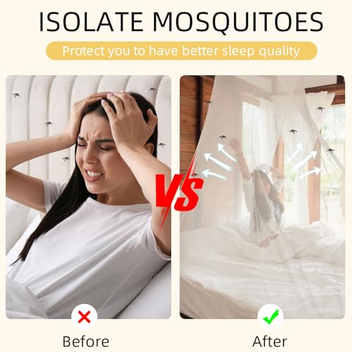 Mindsoft 4 Corners Mosquito Net for Mosquiteros para Camas Bed Canopies Netting Bed Drapes Rectangular Mosquito Mesh for Camping Home Outdoor Travel(White,L87 X W79 X H79 Inch,Single-Side Opening) - Image 3