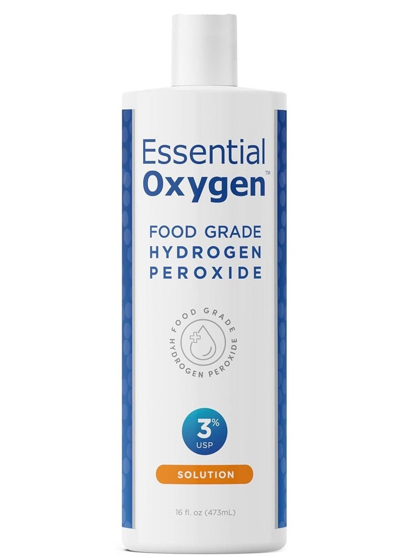 Essential Oxygen بيروكسيد الهيدروجين الصالح للأكل، منظف طبيعي، 3% USP، أبيض، 16 أونصة - Image 1