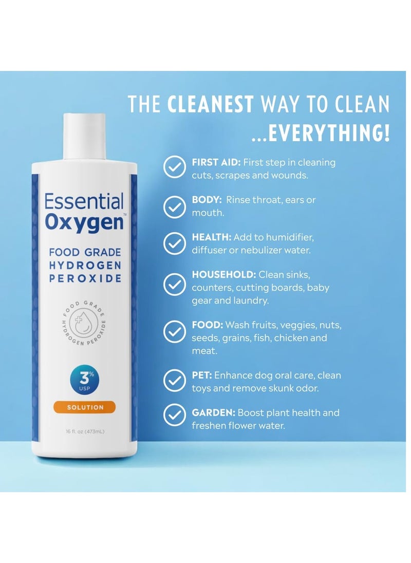 Essential Oxygen Food Grade Hydrogen Peroxide, 3% USP (16 fl. oz)  - Image 2