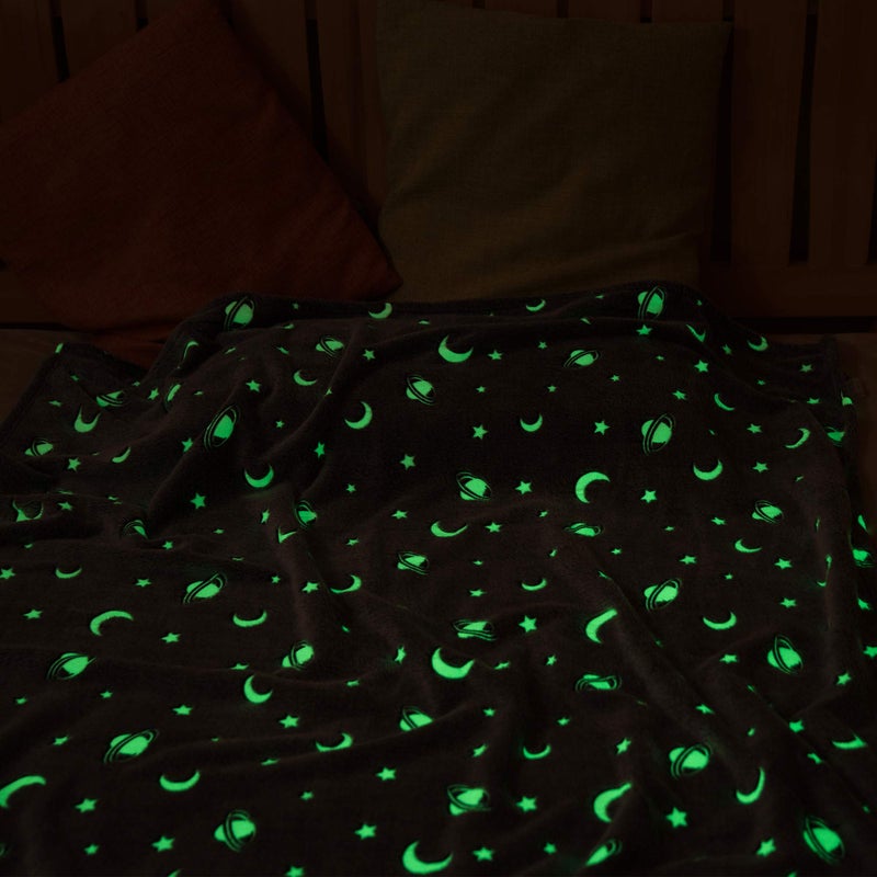 SOCHOW Glow in The Dark Throw Blanket 60 x 80 Inches  Galaxy Stars Pattern Soft Cozy Flannel Fleece Blanket for Boys Girls  All Seasons Grey Gifts Blanket for Kids - Image 4