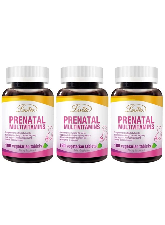 Lovita فيتامينات ما قبل الولادة مع الحديد 27 ملغ، حمض الفوليك 800 ميكروغرام والكالسيوم، فيتامينات ما قبل الولادة نباتية للنساء أثناء وبعد الحمل، غير معدلة وراثيًا، 180 حبة فيتامين ما قبل الولادة نباتية (عبوة من 3) - Image 1