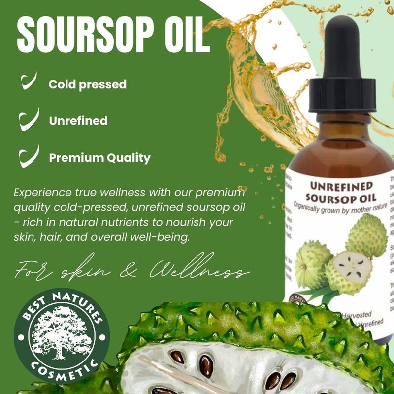 Best Nature's Cosmetics Virgin Soursop Oil (Anona Muricata, Graviola, Guanabana) â€“ 100% Pure, Organic, Cold-Pressed, Unrefined â€“ 2oz - 60ml â€“ Natural Facial Oil & Moisturizer for Dry, Damaged, or Sensitive Skin - Image 2