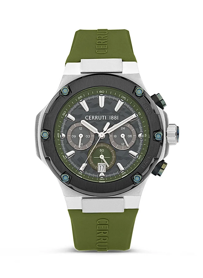 CERRUTI 1881 Mens Round Shape Silicone Band Analog Wrist Watch CIWGQ2224301 44 mm Olive