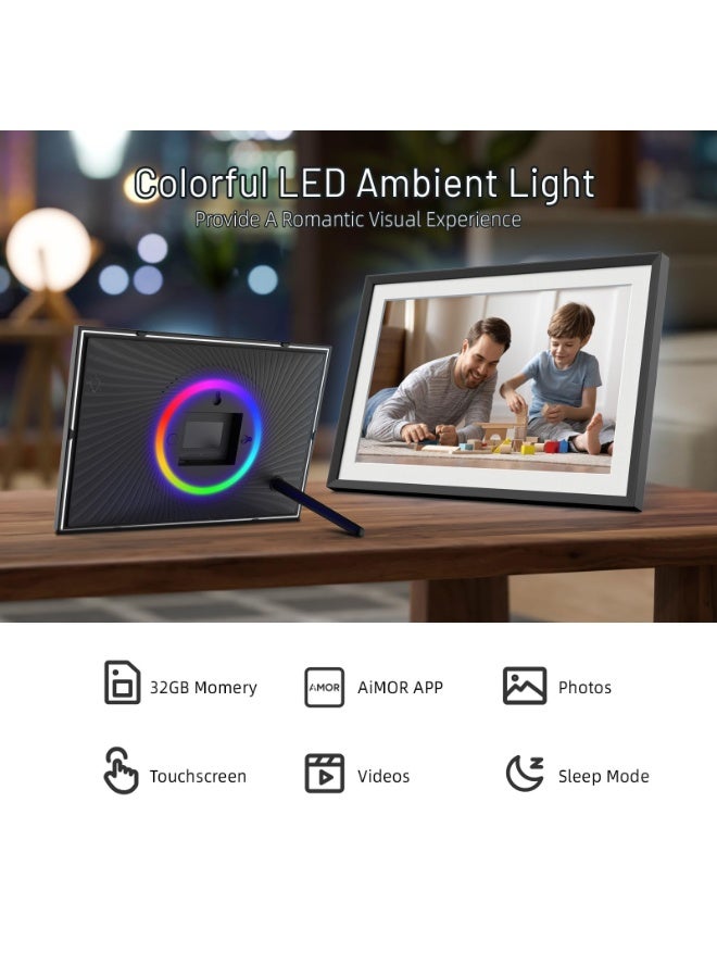 AL RAID 32GB Digital Picture Frame 10.1 Inch LED Light Digital Photo Frame with 1280 * 800 IPS Full HD Touchscreen, WiFi Smart Frame Share Photos and Videos via AiMOR App for Anywhere - Image 2