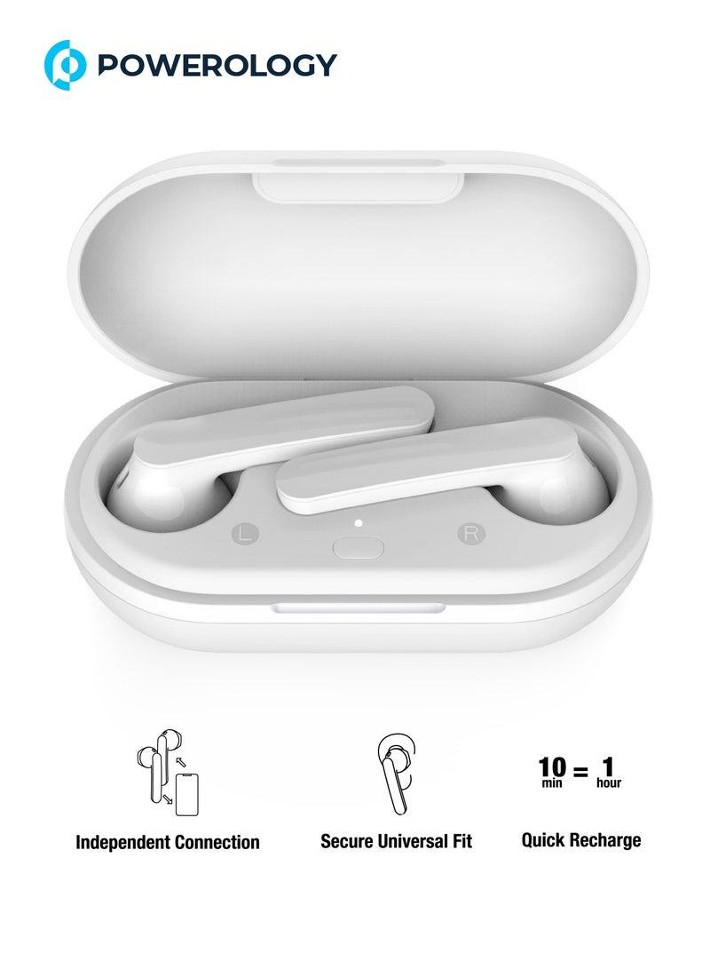 باورولوجي سماعات أذن ستيريو لاسلكية حقيقية مع وقت تشغيل يصل إلى 10 ساعات / سماعات أذن بلوتوث / سماعات رأس لاسلكية حقيقية بصوت غني - أبيض - Image 5