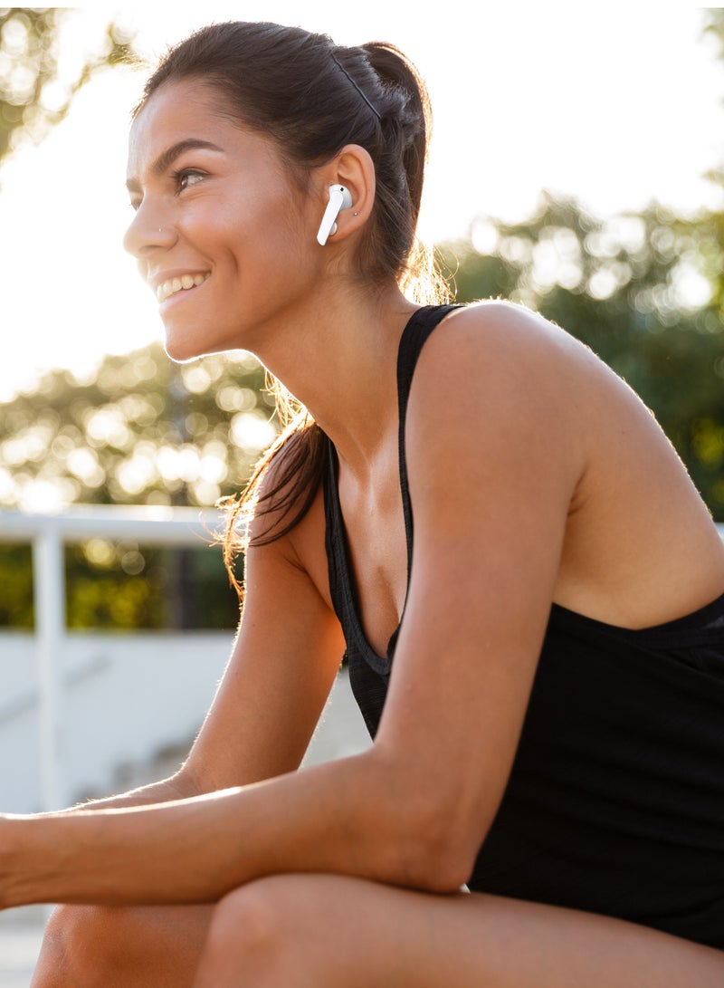 باورولوجي سماعات أذن ستيريو لاسلكية حقيقية مع وقت تشغيل يصل إلى 10 ساعات / سماعات أذن بلوتوث / سماعات رأس لاسلكية حقيقية بصوت غني - أبيض - Image 3