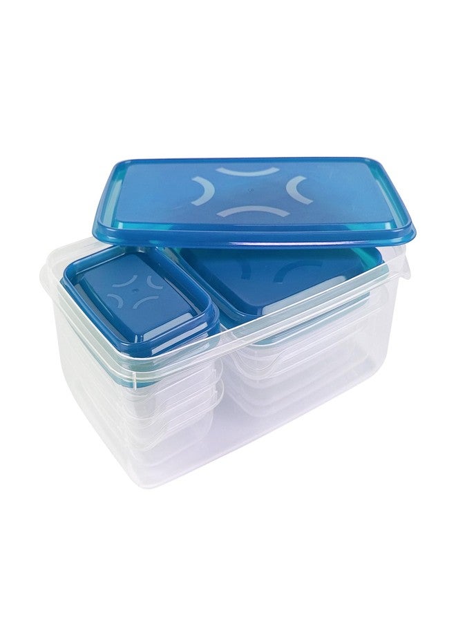 ديكور راك مجموعة حاويات تخزين الطعام من ديكورراك، 7 قطع، حاويات بلاستيكية خالية من مادة BPA مع أغطية، قابلة لإعادة الاستخدام، قابلة للتداخل، آمنة للاستخدام في الميكروويف والفريزر، لون أزرق (مجموعة من 7 قطع) - Image 2