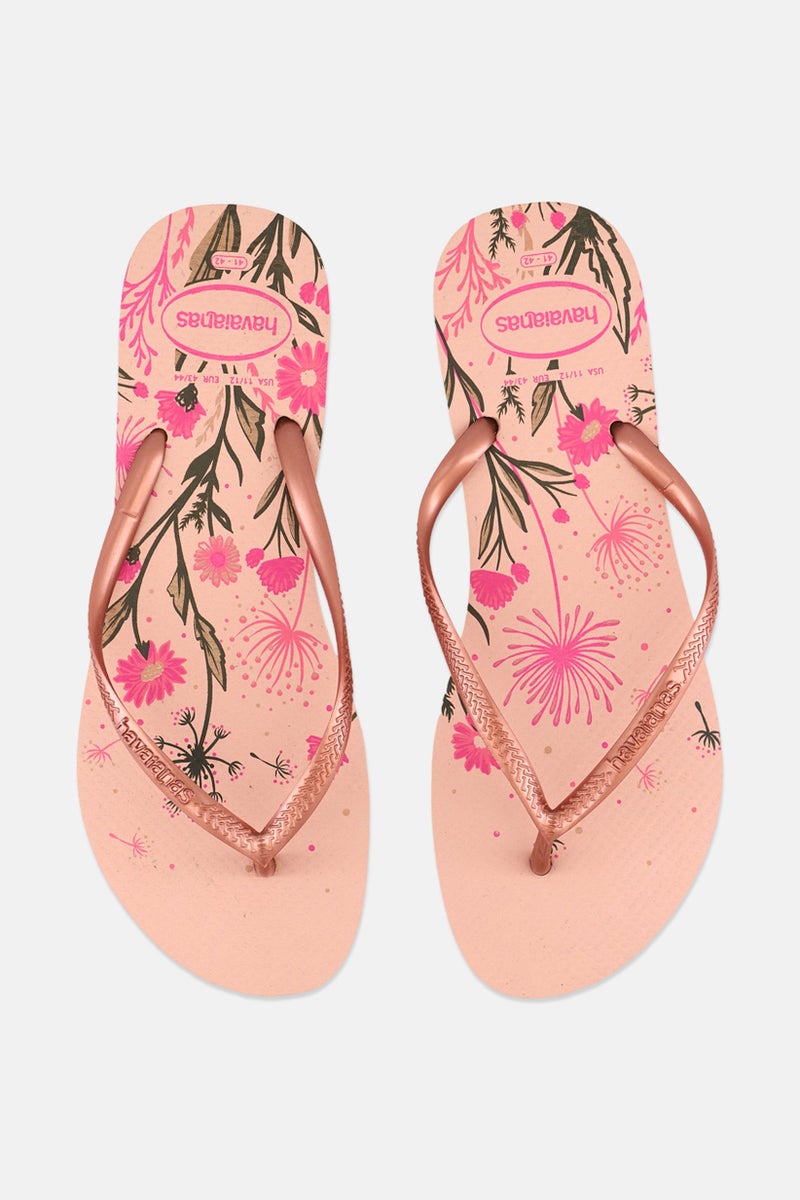 havaianas Women Style 2 Floral Print Slippers, Pink  - Image 3