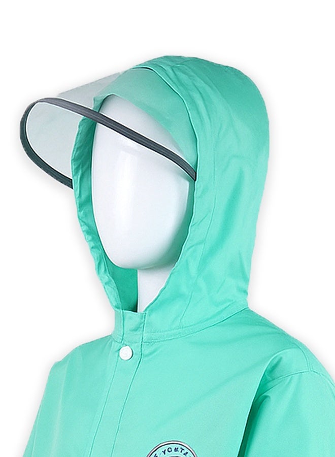 LITTLE SURPRISE BOX Little Surprise Box, Minimal Mint & Blue Pocket knee length raincoat for Kids & Teens-XXL  - Image 4