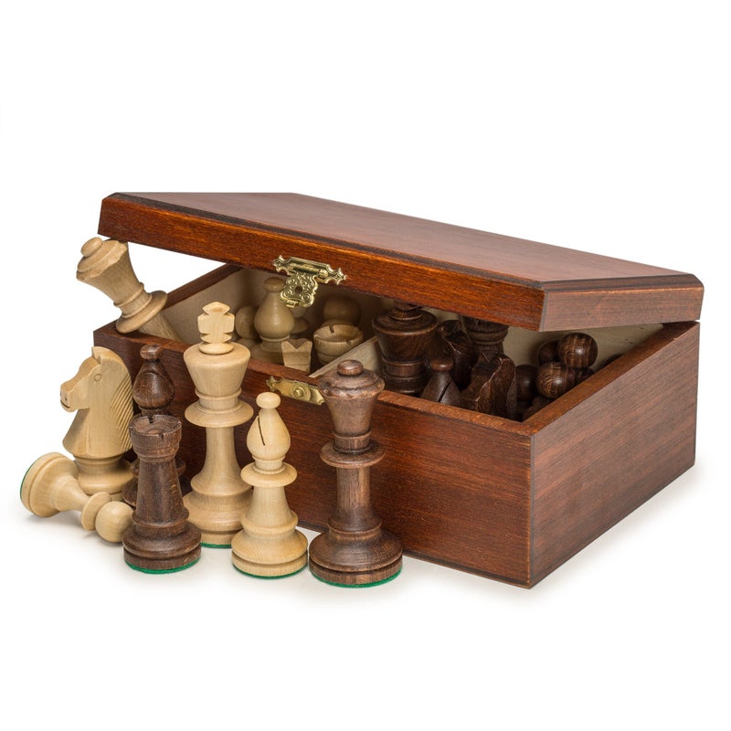 Wegiel Handmade European Professional Tournament Chess Pieces With Wood Storage Case - Image 5