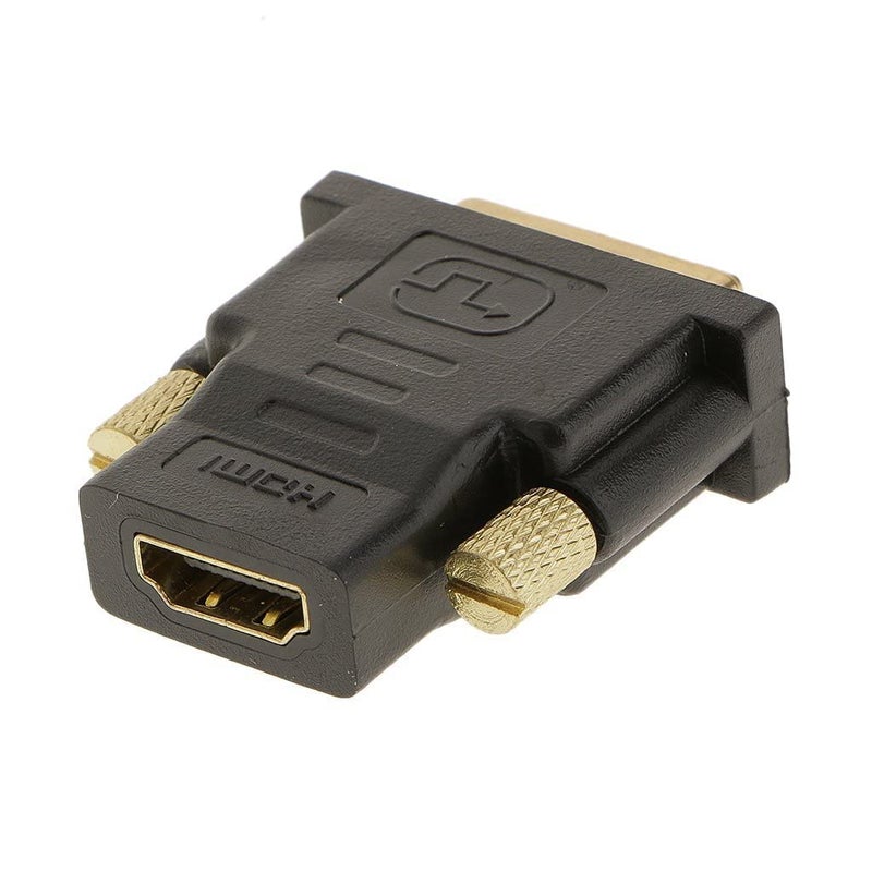WiredCom ® DVI-I (24+5) Pin Male to HDMI Female Adapter Connector Gold Plated Stylish - Black - Image 2