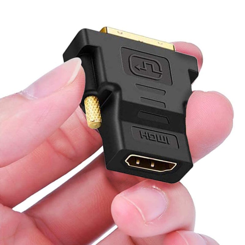 WiredCom ® DVI-I (24+5) Pin Male to HDMI Female Adapter Connector Gold Plated Stylish - Black - Image 5