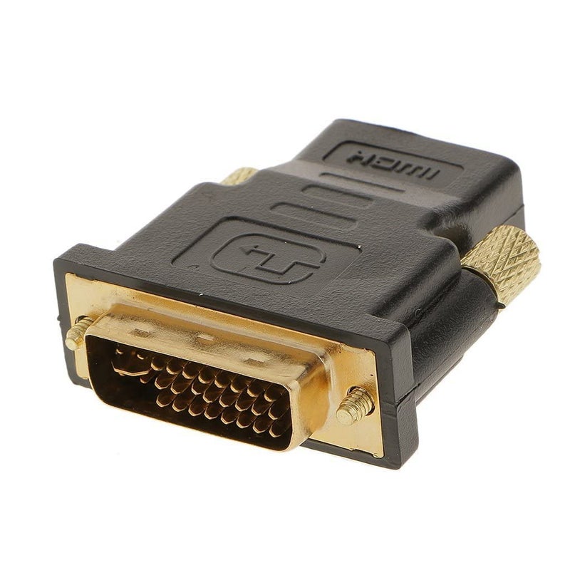 WiredCom ® DVI-I (24+5) Pin Male to HDMI Female Adapter Connector Gold Plated Stylish - Black - Image 1